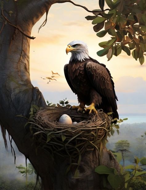 Witness the magnificence of nature as the eagle stands guard on the banyan tree, ensuring the safety of its nest 🦅🌳 #eaglesnest #naturephotography #banyantree #eaglelove Nest Art, Eagle Painting, Eagle Nest, Bird Paintings, Eagle Bird, Fantasy Concept, Eagle Art, Banyan Tree, The Eagle