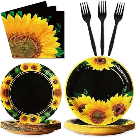 Amazon.com: Sunflower Party Supplies Tableware Set for 24 Guests Sunflower Birthday Party Paper Plates Napkins Decorations for Kids Boys Girls Baby Shower : Toys & Games Sunflower Party Themes, Sunflower Birthday Party, Sunflower Birthday Parties, Rainbow Party Supplies, Sunflower Birthday, Birthday Party Plates, Sunflower Theme, Sunflower Party, Rainbow Birthday Party