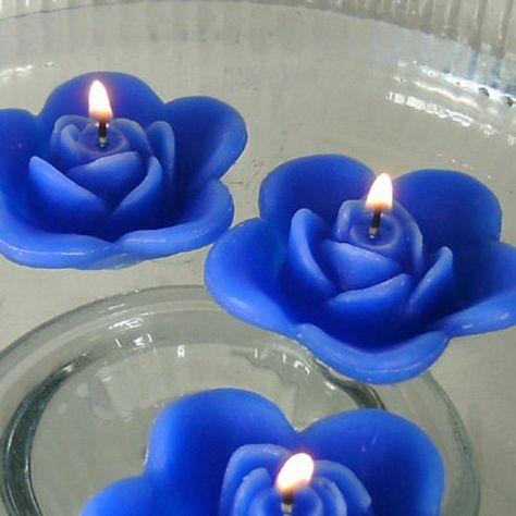 10 Blue floating rose wedding candles for table centerpiece | Etsy Blue Floating Candles, Pool Candles, Blue Wedding Centerpieces, Blue Centerpieces, Floating Candle, Event Centerpiece, Candle Ideas, Wedding Table Plan, Glendale Az