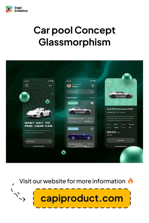 Another glassmorphism design shot this week, let's leave your thoughts in the comments ^^ #carrental #glassmorphismstyle #glassmorphism #uidesign #uiux #mobileapp #appdesignconcept #appdesign #carapp #car #app #mobile #ui #design Glassmorphism Web Design, Glassmorphism Ui, Car App, Car Ui, Card Ui, Content Design, Mobile Ui Design, App Design Inspiration, Apple Design