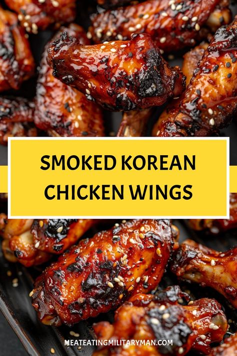 Easy Smoked Korean Wings Smoked Chicken Wings Marinade, Smoked Chicken Thighs Electric Smoker, Chicken Wing Marinade For Smoker, Smoked Chicken Wings Electric, Best Smoked Wings Recipe, Smoker Wings, Smoked Wings Recipe, Korean Chicken Wings Recipe, Korean Wings