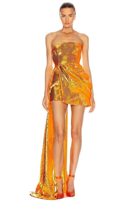 Orange Dresses Short, Spring Outfits Drawing, Orange Outfit Casual, Short Dresses Outfit, Spring Outfits Dinner, Dress Outfits Short, Elegant Short Dresses, Velvet Gowns, Dinner Spring