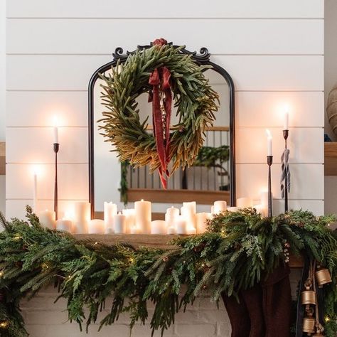 #LTKhome on Instagram: "Add old world elements to your holiday mantel by mix and matching candles. We would love to sit under this soft glow and have some hot cocoa 😍 Shop decor details from @lindseypedey on the LTK app / https://liketk.it/4mfbN" Mantle Decor Diy, Mantle Christmas Decor Ideas, Farmhouse Christmas Mantle, Candle Mantle Decor, Mantle Candles, Christmas Fireplace Mantels, Christmas Decorations Apartment, Christmas Staircase, Holiday Mantel