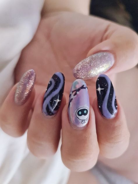 Jin of BTS Wotteo Astronaut nail art Astronaut Nails, Bts Nails Designs, Bts Nails Ideas, Jin Astronaut, Nails Asian, Bts Nails, Army Nails, Space Nails, Retro Nails