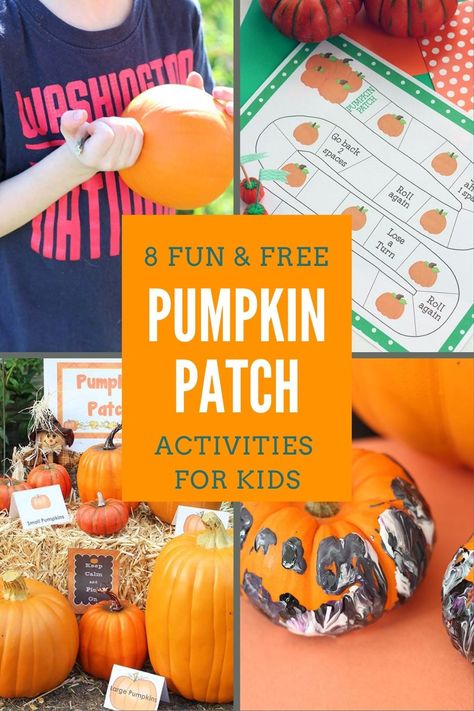 8 Fun and Free Pumpkin Patch Activities for Kids Pumpkin Patch Ideas For Preschool, Pumpkin Patch Activities For Kids, Pumpkin Patch Games, Pumpkin Patch At School, Pumpkin Patch Activities Fall Festivals, Pumpkin Patch Small World Play, Pumpkin Patch Ideas, Pumpkin Patch Farm Activities, Games For Small Kids