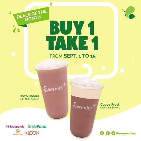 Serenitea – Buy 1, Take 1 Promo Buy 1 Take 1 Poster Design, Buy 1 Get 1 Free Creative Ads, Buy 1 Take 1 Poster, Product Posters, Ice Cream Poster, Beverage Poster, Poster Design Layout, Digital Menu, Ads Design