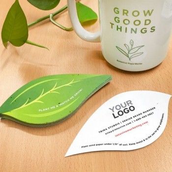 Leaf-shaped, green business cards that grow wildflowers when you plant them. Leaves no waste. Super eco-friendly! Leaf Business Card, Organic Business Card, Visit Card Design, Landscaping Business Cards, Eco Friendly Business Cards, Grow Wildflowers, Voucher Design, Accounting Firm, Landscaping Business