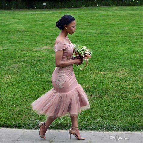 African Dusty Pink Mermaid Bridesmaid Dresses 2018 Off The Shoulder Tea Length Short Plus Size Maid Of Honor Gowns Cheap Mermaid Wedding Dress Rose Gold Sequin Dress Country Bridesmaid Dress Online with $94.86/Piece on Kazte's Store | DHgate.com Bridesmaid Colours, African Bridesmaids, Dusty Pink Bridesmaid Dresses, Senator Wears, African Bridesmaid Dresses, Bridesmaid Dresses Floor Length, Ladies Outfits, Bridesmaid Dresses 2018, Cheap Gowns