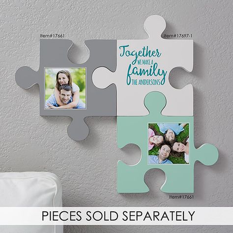 Puzzle Pieces Quotes, Puzzle Picture Frame, Wall Puzzle, Family Wall Quotes, Puzzle Party, Puzzle Frame, Initial Wall, Personalized Housewarming Gifts, Personalized Puzzles