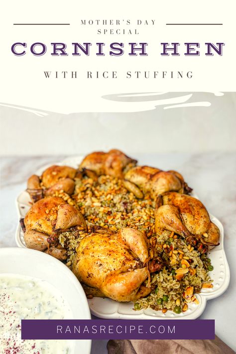 Cornish Hen Stuffed With Wild Rice, Cornish Hen Stuffing, Stuffed Cornish Hen Recipe Wild Rice, Cornish Game Hen Recipes Stuffed, Cornish Hen Recipe With Stuffing, Rice Stuffed Cornish Hen Recipe, Stuffed Cornish Hen Recipe, Stuffed Cornish Hens, Grilled Cornish Hens