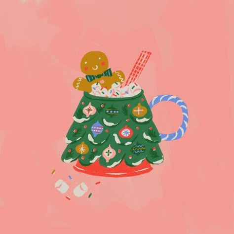 Portfolio — Samantha Johnson Illustration Have A Cup Of Cheer, Cup Of Cheer, Cup Of, Christmas Typography, Christmas Card Art, Cute Christmas Wallpaper, Christmas Stationery, Christmas Inspo, Christmas Wonderland