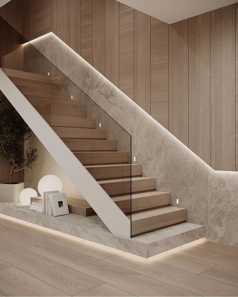 Floating Steps Indoor, Staircase Wall Ideas Modern, Window Stairs Design, Wall Stairs Design, Stairs Railing Design, Stair Design Ideas, Railings Stairs, درابزين السلم, تحت الدرج