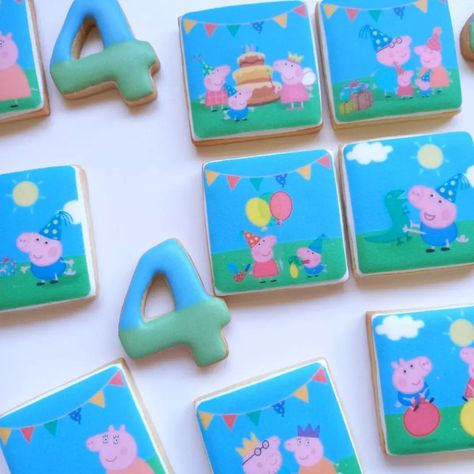 We loved making these custom Peppa Pig Mooi biscuits for a birthday. The colours are so vibrant on the prints. This set features custom printed biscuits, number biscuits and a custom tag. Contact us to enquire. . #mooibiscuitsbycandm #mooibiscuits #mooi #biscuits #sayitwithabiscuit #birthday #peppapig George Pig Cookies, Peppa Pig Cookies, Peppa Pig Biscuits, Custom Tags, Peppa Pig, Custom Print, Birthday, Color