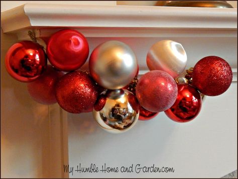 Ornament Garland Diy, Christmas Ornament Garland, Porch Garland, How To Make Garland, Humble Home, Diy Christmas Ornament, Ornament Garland, Christmas Flower Arrangements, Handmade Christmas Crafts