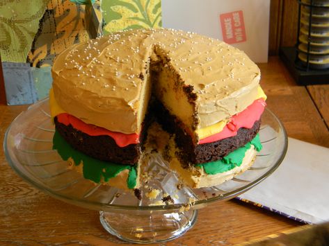 Cheeseburger Cake Chickpea Feta Salad, Cheeseburger Cake, Yellow Cakes, Burger Cake, Carrot Ginger Soup, Perfect Person, The Bun, Carrot And Ginger, Brownie Cake