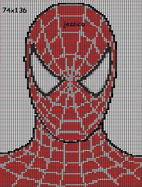 Spiderman Graphgan Crochet Patterns, Spiderman Cross Stitch Pattern Free, Spider Man Tapestry Crochet, Miles Morales Cross Stitch, Spiderman Tapestry Crochet, Marvel Cross Stitch Patterns, Spiderman Cross Stitch, Spiderman Pattern, Spiderman Pixel Art