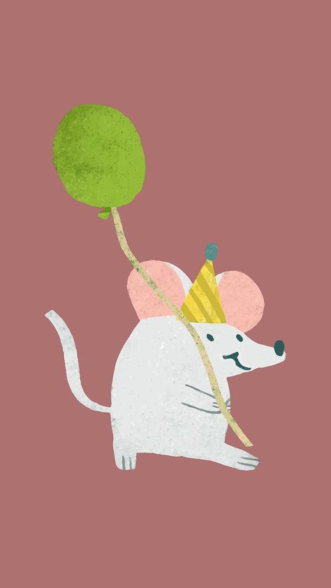 Mouse Paintings, Cartoon Rat, Mouse Illustration, Iphone Wallpaper Cat, Frog Wallpaper, Balloon Illustration, Doodle Frame, Happy Birthday Art, Birthday Illustration