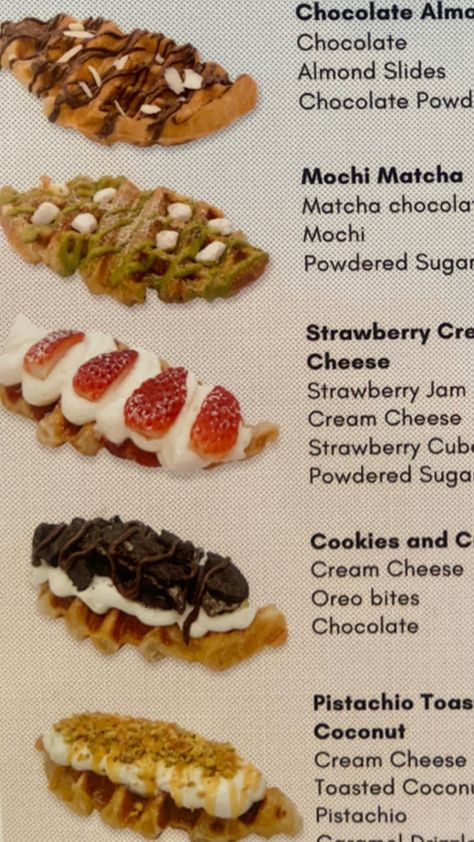 Cookies And Cream Waffles, Waffle Presentation, Croffles Flavors, Strawberry Croffle, Food Business Ideas Philippines, Croffle Menu, Croffle Recipe, Waffle Business, Croissant Waffle