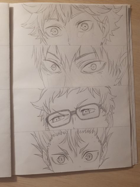 Haikyuu Art Drawing, How To Draw Haikyuu Characters, Haikyuu Eyes Drawing, Haikyuu Drawing Kageyama, Haikyuu Drawing Reference, Haikyu Drawing Sketch, Haikyuu Characters Drawing, Kageyama Drawing Sketch, Kageyama Painting