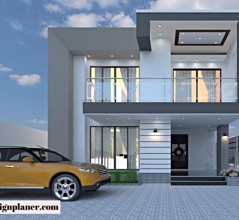 4 BEDROOM DUPLEX 4 Bedroom House Designs, Double Story House, Duplex Plans, Modern Floor Plans, House Roof Design, Duplex Design, Modern Villa Design, Building House Plans Designs, Duplex House Plans