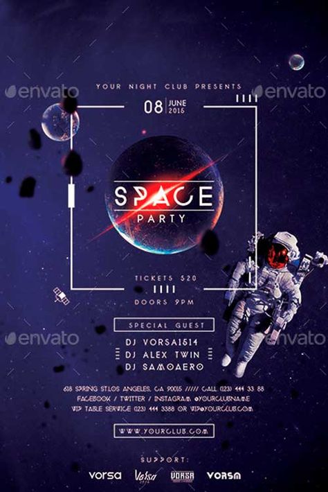 Download the Space Party Flyer Template | Electro Flyer | FFFLYER Galaxy Poster Design, Hipster House, Space Poster Design, Space Template, Galaxy Party, Free Psd Flyer Templates, Free Psd Flyer, Party Flyer Template, 광고 디자인