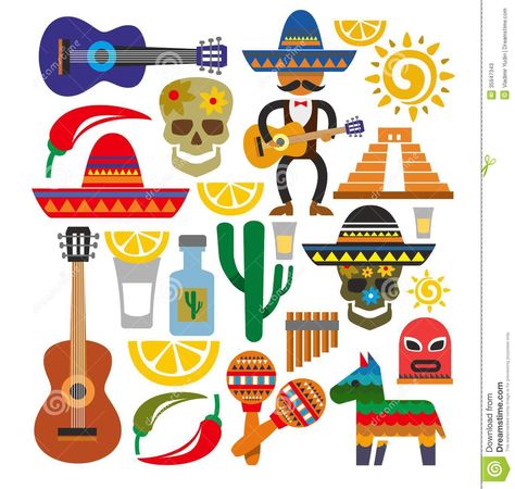 Mexico Stock Illustrations, Vectors, & Clipart – (10,311 Stock ... Mexican Icons, Mexican Symbols, Mexican Colors, Mexico Design, Mexican Party, Mexican Culture, Mexican Art, Mexican Folk Art, Dia De Muertos