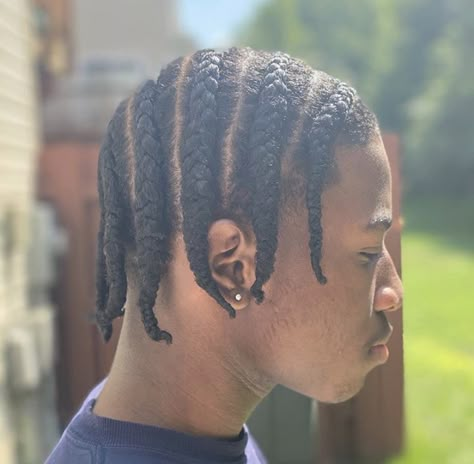 Cornrows To The Side Men, Cornrow 2 Braids, Sideways Cornrows Men, Single Plaits Braids Black Men, Side Braids Men, Side Cornrows Men, Cornrows To The Side, Single Braids For Men, Men Braids Hairstyles Full Head