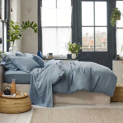 Dusk Blue Linen Bedding | Piglet in Bed UK Blue Linen Duvet Cover, Fresh Linen Candle, Piglet In Bed, Blue Linen Bedding, Unique Bedding Sets, Dusk Blue, Blue Sheets, Blue Duvet, Linen Duvet Cover