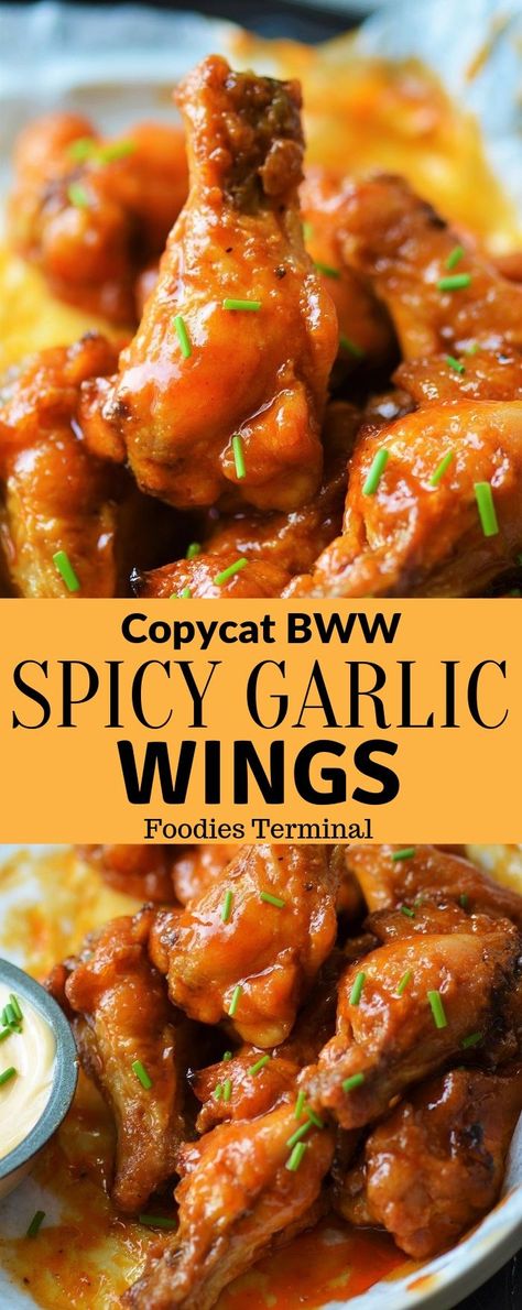 Sweet Chicken Wings Recipe, Sweet Chicken Wings, Wings Spicy, Spicy Garlic Sauce, Spicy Chicken Wings Recipe, Chicken Wing Sauce Recipes, Wings Recipe Baked, Hot Wing Recipe, Garlic Wings