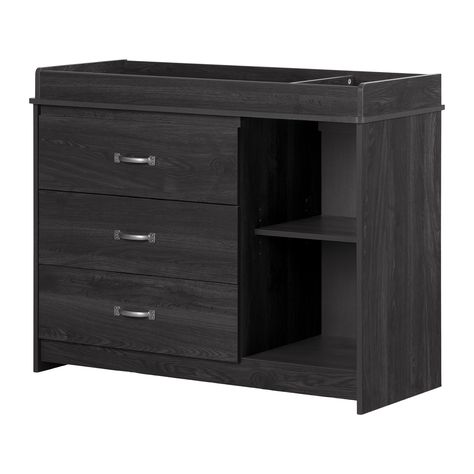 Arrives by Fri, May 20 Buy South Shore Tassio Changing Table, Gray Oak at Walmart.com Changing Table With Drawers, Farmhouse Grey, Newborn Room, Baby Changing Tables, Before Baby, Toddler Furniture, Changing Mat, Farmhouse Furniture, Weathered Oak