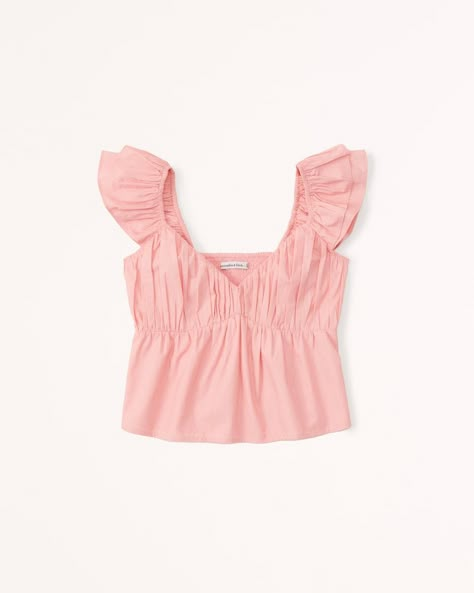 Women's Ruffle Poplin Top | Women's Tops | Abercrombie.com Poplin Top, Peasant Style, Really Cute Outfits, Preppy Outfits, Dream Clothes, New Wardrobe, Summer Tops, Pink Tops, Women's Tops