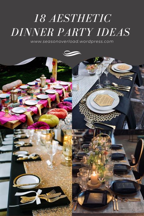 18 Aesthetic Dinner Party Ideas – SeasonOverload Elegant Tablescapes Dinner Parties, Elegant Party Table Decor, Dinner Party Tablescapes Elegant, At Home Dinner Party Table Settings, Prom Dinner At Home Ideas Table Settings, Prom Dinner At Home Ideas, Dinner Party Table Settings Elegant, Elegant Dinner Party Table, Waiting To Exhale Party