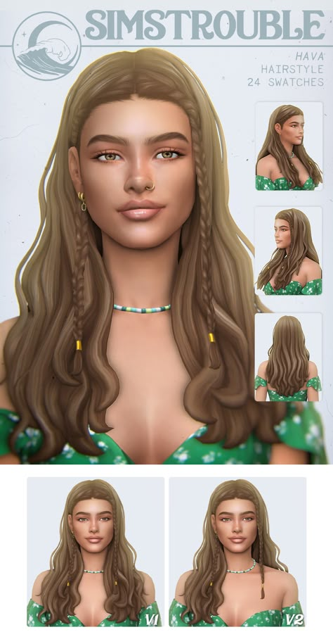 Sims 4 Cassie Hair, Sims 4 Cc Hair Sims Trouble, Sims Trouble Cc Hair, Sims 4 Cottagecore Cc Hair, Sims Avatar Cc, Sims 4 Cc Hair Simstrouble, Sims 4 Cc Boho Hair, Sims Trouble Hair, Sims Long Hair Cc