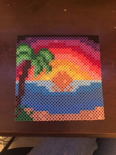 Perler Beads Ideas Square, Perler Bead Patterns Sea Turtle, Surfboard Perler Beads, Beach Perler Bead Ideas, Perler Bead Aesthetic Ideas, Beads Iron Pattern, Pearl Beads Pattern Aesthetic, Peeler Bead Ideas Big, Iron Bead Art Ideas