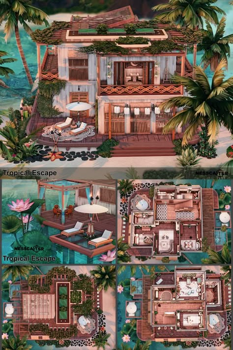 House noCc!❤Tropical Enclave✨Lot: 30x20✅ House tested.✅ No CC!❎ HF! Click on the post and download✔️ #ts4builds #sims4 #sims4builds #sims4home #sims4builds #sims4buildsideas #ShowUsYourBuilds #thesims4 #Sims4 #sims4game #ts4house #ts4build #ts4nocc #ts4mm #simsbuilds #ts4 #sims4housebuild #sims4house #sims4home #sims5 #sims4build #simshousedesign #thesims4housebuild #thesims #sims4houses #simspiration #thesims4house #simstagram #sims4interior #sims4nocc #sccregram #sims4ideas #ts4house Sims 4 Sulani House Interior, Sims 4 Island Living Outfits, Sims Tropical House, Sims 3 Houses Ideas Floor Plans, Bloxburg Jungle House, Tropical House Layout, Sims No Cc House, Island House Sims 4, Sulani Sims 4 Build