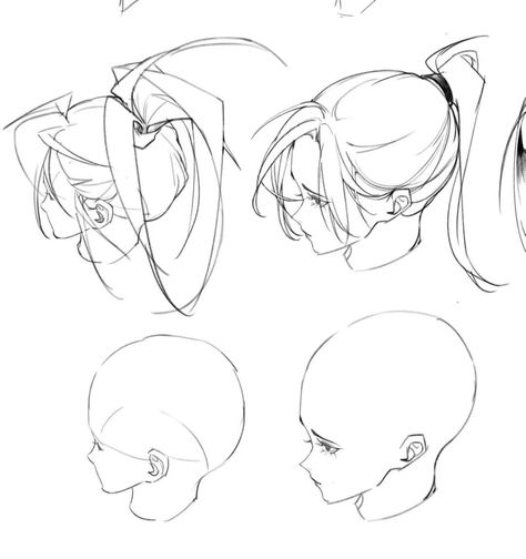 Head From All Angles, Draw Head, Drawing Hair Tutorial, 얼굴 드로잉, Mouth Drawing, Sketches Tutorial, 캐릭터 드로잉, Beautiful Illustration, Anime Drawings Tutorials