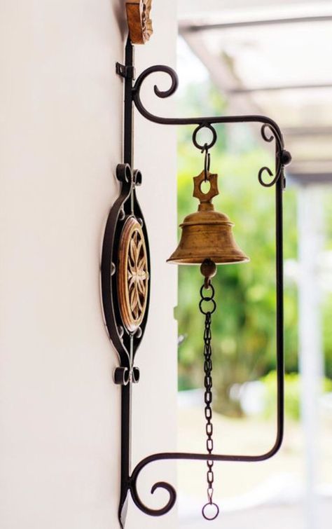 #doorbell #unique #decor #design Diy Doorbell, Doorbell Design, South Indian Art, Old Victorian House, Cottage English, Boarding House, Baby Frock, Entrance Design, The Sound Of Music