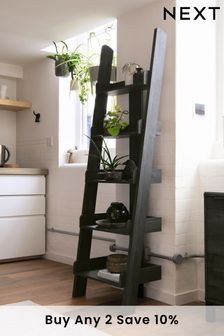 Ladder Shelves | Corner Ladder Shelves | Next Black Ladder Shelf, Narrow Ladder Shelf, Corner Ladder Shelf, Farm Hacks, Tall Shelves, Black Shelves, Wood Ladder, Wooden Ladder, Ladder Shelf