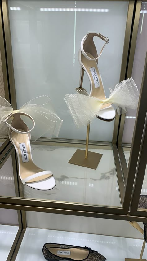 Jimmy Choo Ribbon Heels, Jimmy Choo White Bow Heels, Jimmy Choo White Shoes, Bridal Shoes Jimmy Choo, Jimmy Choo Bridal Heels, Jimmy Choo Heels Wedding, Jimmy Choo Bow Heels, White Jimmy Choo Heels, Chimmy Choo