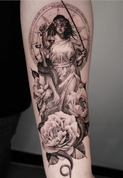 Nemesis Tattoo, Athena Statue, Greek Goddess Tattoo, Athena Tattoo, Justice Tattoo, Female Warrior Tattoo, Roman Tattoo, Empowering Tattoos, Medusa Tattoo Design