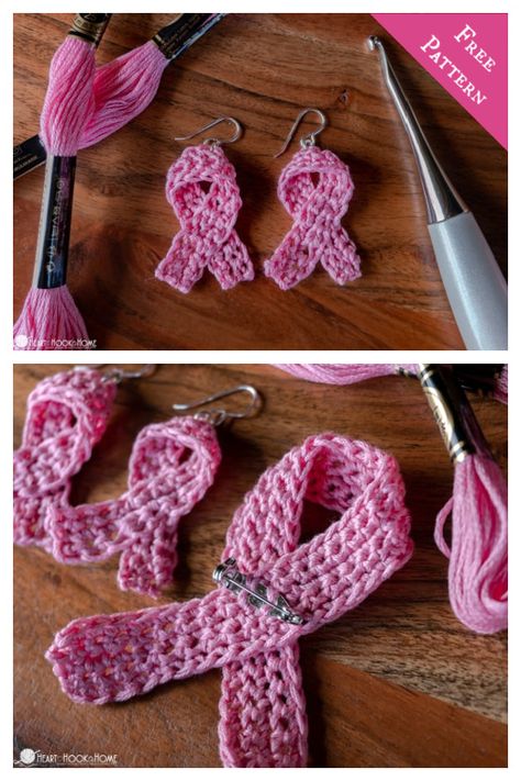 Pink Ribbon Crafts, Pink Ribbon Awareness, Crochet Patterns Free, Amazing Crochet, Working Women, Awareness Ribbon, Handmade Holiday, Awareness Ribbons, Crochet Jewelry