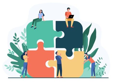 Business team putting together jigsaw pu... | Free Vector #Freepik #freevector #people #woman #man #character 잡지 레이아웃, Partner Work, Logo Vintage, Flat Illustration, Puzzle Pieces, Teamwork, Icon Set, Jigsaw Puzzles, Graphic Resources