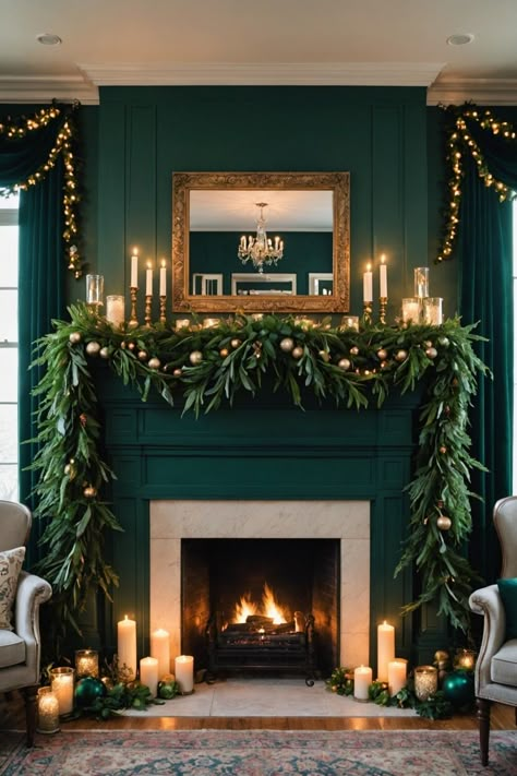 Mantle Decorating Ideas Christmas, Mantle Christmas Decor Ideas, Christmas Fireplace Mantels, Mantle Decorations, Alopecia Hairstyles, Holiday Fireplace, Tree Decoration Ideas, Holiday Mantle, Christmas Mantel Decor