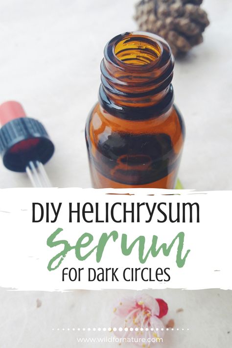 DIY Helichrysum Eye Serum For Dark Circles Eye Serum Recipe, Eye Serum For Dark Circles, Serum For Dark Circles, Best Eye Serum, Dark Circles Makeup, Dark Circle Remedies, Roman Chamomile Essential Oil, Diy Serum, Serum For Dry Skin