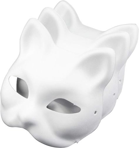 Therian Masks, Cat Masks, Cheap Masks, Prom Costume, Mask White, Fox Mask, Carnival Of Venice, Hand Painted Cat, Masquerade Costumes