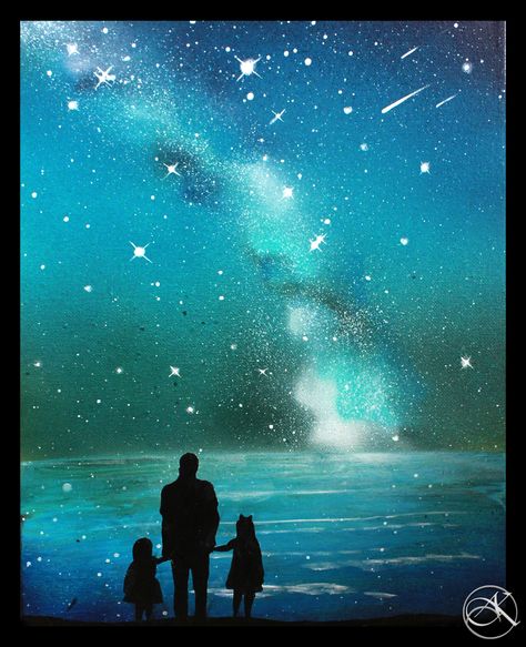 Fathers Day Painting Canvases, Space Painting Galaxy, Galaxy Art Painting, Father's Day Painting, String Painting, Kids Tattoo, Meaningful Paintings, Father Art, Fathers Day Art