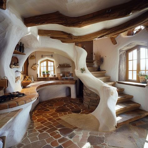 Cob houses are living proof that sustainable homes can be affordable, beautiful, and durable. These earthen structures stand the test of time, blending seamlessly with the natural landscape while leaving minimal environmental footprint. 🌱🏠   Who here has dreamt about building a Cob House of their own?  Repost @offgridworld 2 Story Cob House, Modern Cob House Interiors, Cobb House Interior, Cob Castle, Guatemalan Architecture, Organic Architecture House, Mud House Interior, Room Ideas Accent Wall, Cobb Cottage