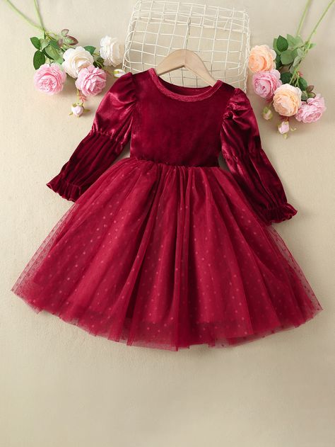 Kids Prom Dresses, Burgundy Party, Frocks For Kids, Stylish Baby Girls, Simple Frock Design, Sleeved Velvet Dress, Shweshwe Dresses, Velvet Dress Designs, Baby Frocks Designs