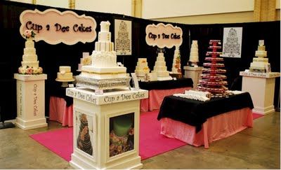 Cup a Dee Cakes Blog: Bridal Show Booths for Beginners Bridal Fair Booth, Cake Exhibition, Wedding Expo Booth, Wedding Show Booth, Fun Logos, Wedding Booth, Baking Organization, Bridal Show Booths, Cake Display Table