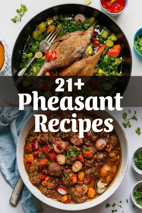 21+ Delicious Homemade Pheasant Recipes to Impress Your Family and Friends!...  Treat your family and friends to amazing homemade pheasant dishes!... From savory roasted pheasant to zesty pheasant stew these recipes will wow everyone at the dinner table. Perfect for gatherings special occasions or just a cozy meal at home. Enjoy the flavors of the wild with these tasty creations!... Pheasant cooking game meat gourmet recipes. https://ostrali.com/foodr/pheasant-recipes Pheasant Stew Slow Cooker, Wild Pheasant Recipes, Pheasant Stew, Best Duck Recipe, Roasted Pheasant, How To Cook Pheasant, Pheasant Recipe, Feta Stuffed Peppers, Andouille Sausage Gumbo